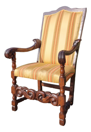 Antique Armchair in Hand-Carved Walnut, 1650