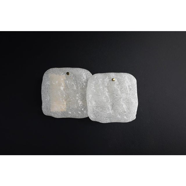 Metal Ice Glass Panel and Brass Wall Light from Kalmar, Austria, 1960s For Sale - Image 7 of 11