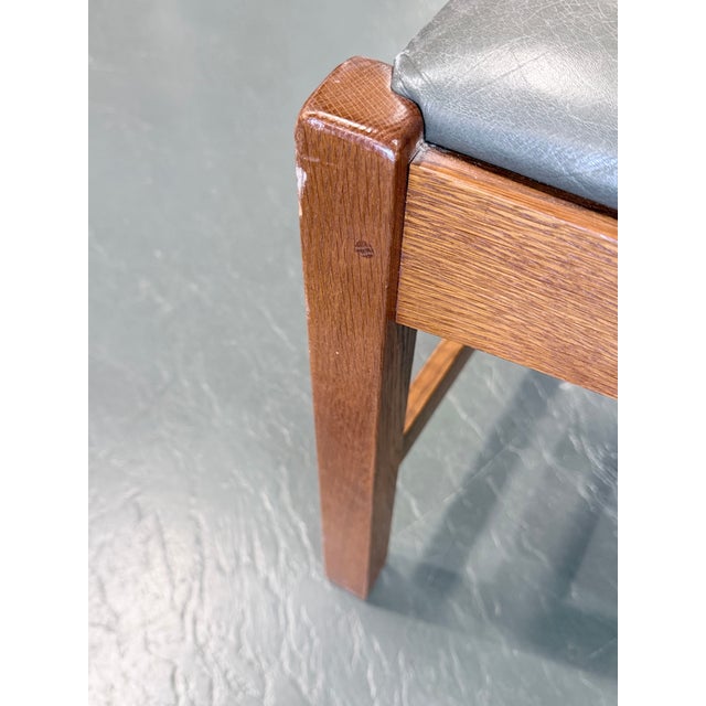 Gray Set of 6 Stickley Mission Oak Leather Cottage Dining Chairs For Sale - Image 8 of 11