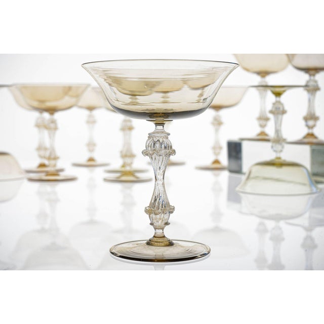 Champagne Glasses in Gold and Smoke from Cenedese, 1950s, Set of 12 For Sale - Image 9 of 18