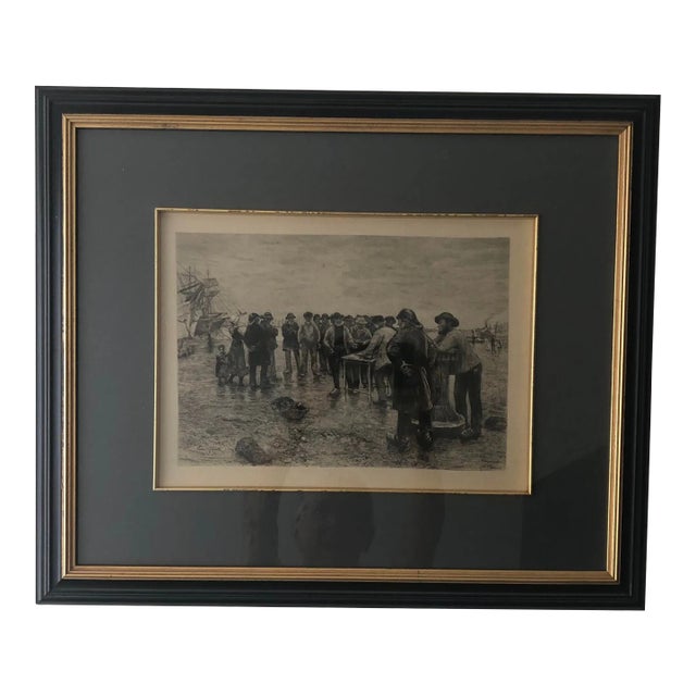 19th Century Norbert Goeneutte Etching, “Pay Day for the Crew”, Framed For Sale