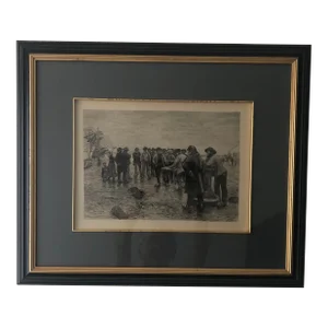 19th Century Norbert Goeneutte Etching, “Pay Day for the Crew”, Framed