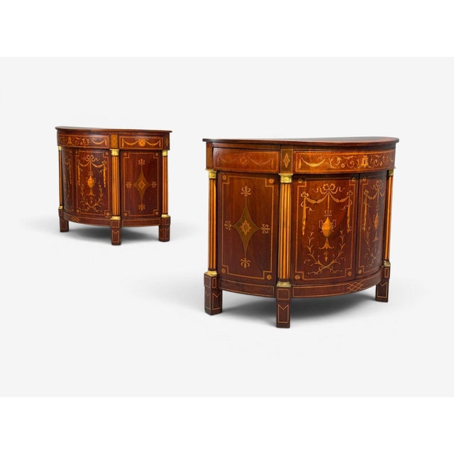 1830s English Neoclassical, Demi Lune Cabinets, Bronze, Satinwood Inlay For Sale In New York - Image 6 of 17