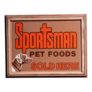 Vintage "Sportsman" Pet Foods Framed Advertising Sign For Sale
