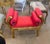 Beautiful details in every part of this piece. Stunning lovely red bench. This is fully refinished in gold leaf and tufted...