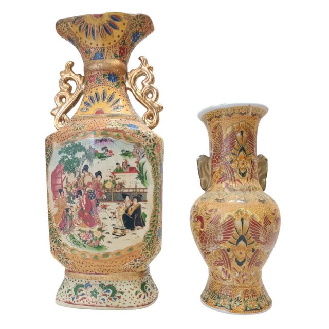 Satsuma Vases, Set of 2 For Sale - Image 6 of 7