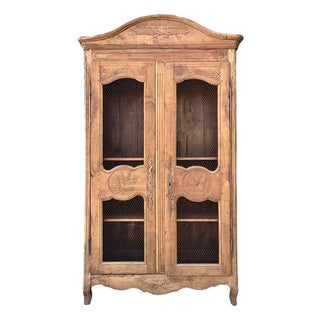 Vintage Gusto Distressed Wire Front Linen Press For Sale