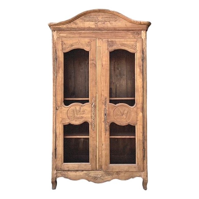 Vintage Gusto Distressed Wire Front Linen Press For Sale
