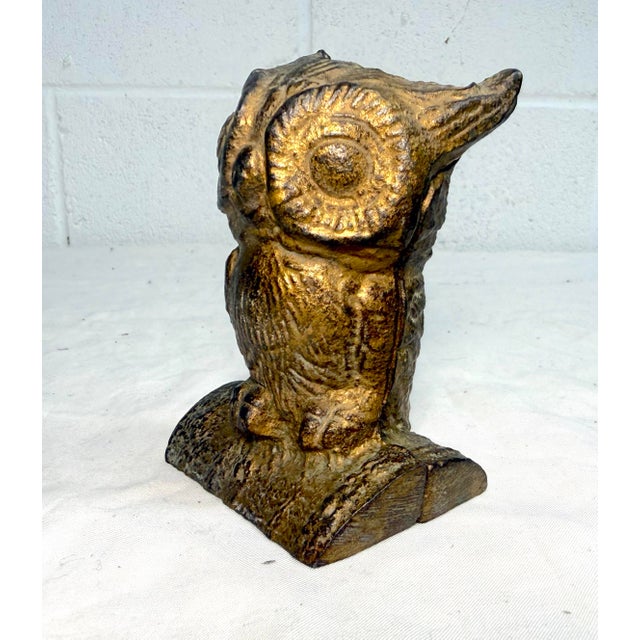 Figurative Rare Antique Early 1900's Cast Iron Owl Animal Still Coin Bank by a.c. Williams For Sale - Image 3 of 10