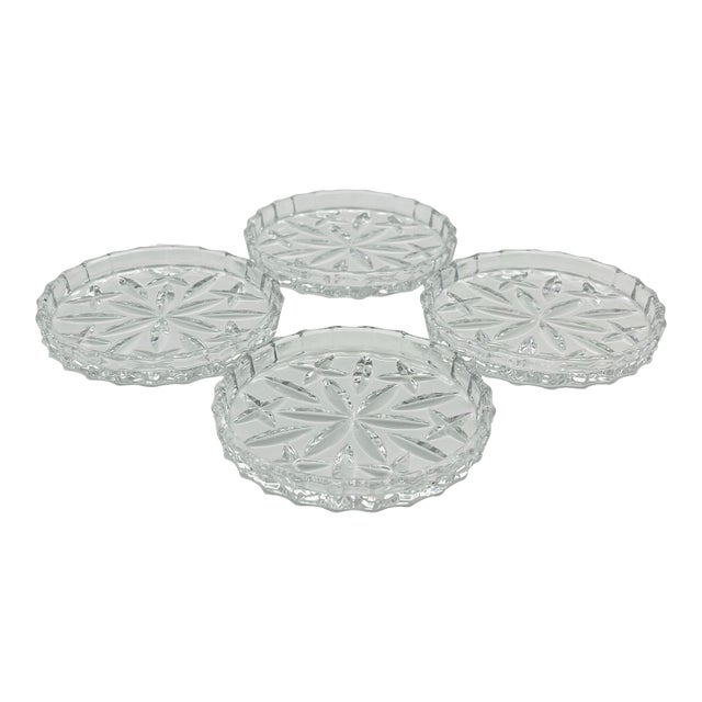 Mid 20th Century Crystal Coasters- Set of 4 For Sale