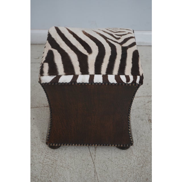Modern Pair Modern Design Zebra Print Hide Ottoman or Stools For Sale - Image 3 of 11