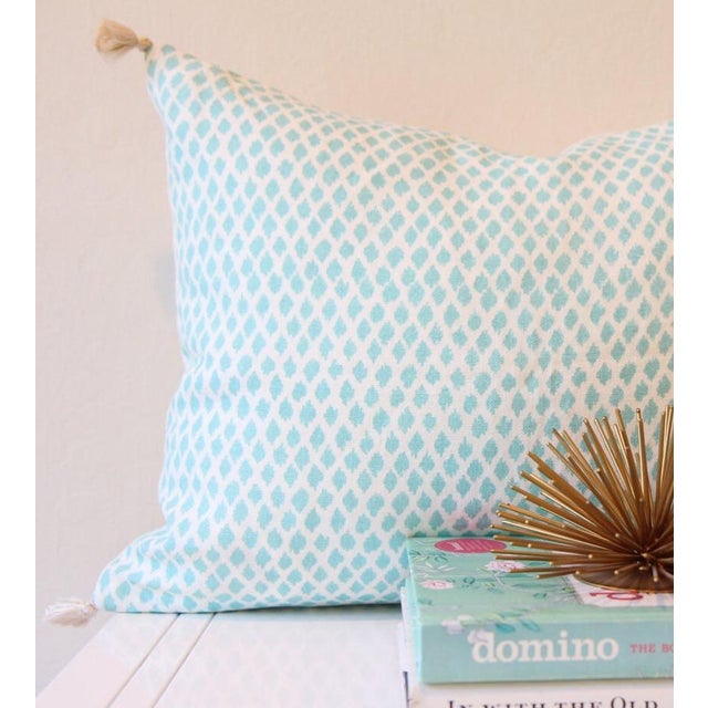 Transitional Block Print Lumbar Pillow 16” X 20” For Sale - Image 3 of 4