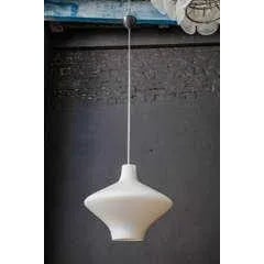 1950s Scandinavian Saturn Opaline Glass Pendant For Sale - Image 5 of 6