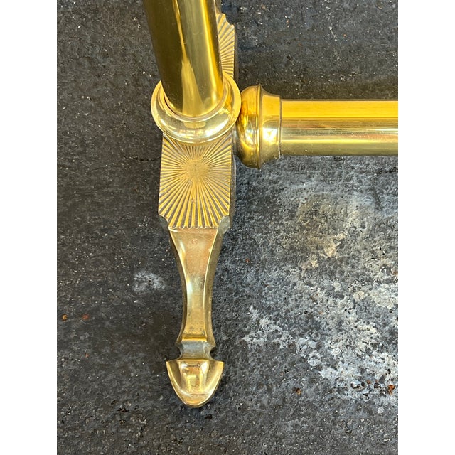 Hollywood Regency Late 19th Century Victorian Brass Quilt Blanket Rack Stand Holder With Clasped Hands For Sale - Image 3 of 9