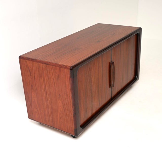Wood Vintage Danish Tambour Door Cabinet from Dyrlund, 1970s For Sale - Image 7 of 15