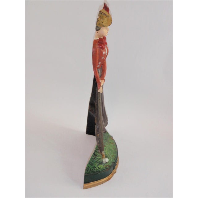 Victorian Vintage Mid Century Lady Golfer Painted Doorstop For Sale - Image 3 of 10