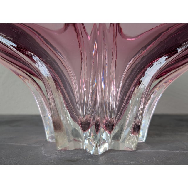 Pink Exceptional Sommerso Murano Glass Centerpiece Bowl For Sale - Image 8 of 9