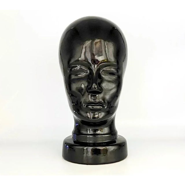 Black Mid-Century Ceramic Head from Scheurich, 1970s For Sale - Image 8 of 9