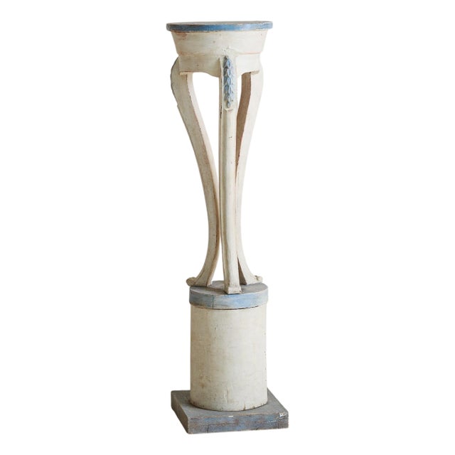 French Charles X Ivory + Blue Wooden Pedestal, 19th Century - 2 Available For Sale