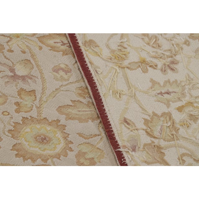 Rug & Kilim’s Tudor Style Rug in White With Beige-Brown Floral Patterns For Sale - Image 9 of 9