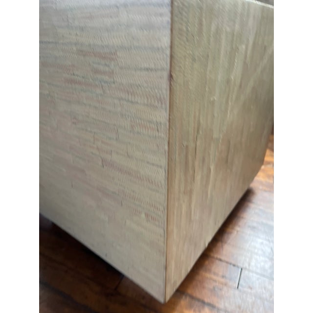 Motivated Seller: 1980s Postmodern Beige Cube Table on Chrome Feet For Sale - Image 11 of 13