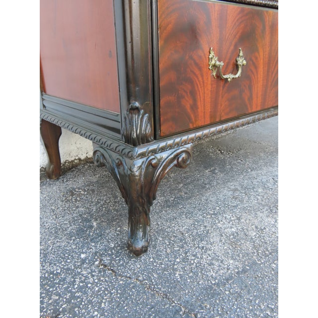 Early 1900s Carved Flame Mahogany Tall Chest of Drawers 6324 For Sale - Image 11 of 12