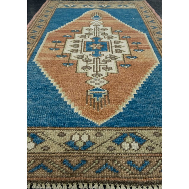 Turkish Turkish Mini Rug Oriental Hand Knotted Vintage Rug 1'10" x 2'10" #16205 For Sale - Image 3 of 8