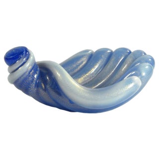 Murano Glass Opaline Shell Bowl attributed to Archimede Seguso, 1950s For Sale