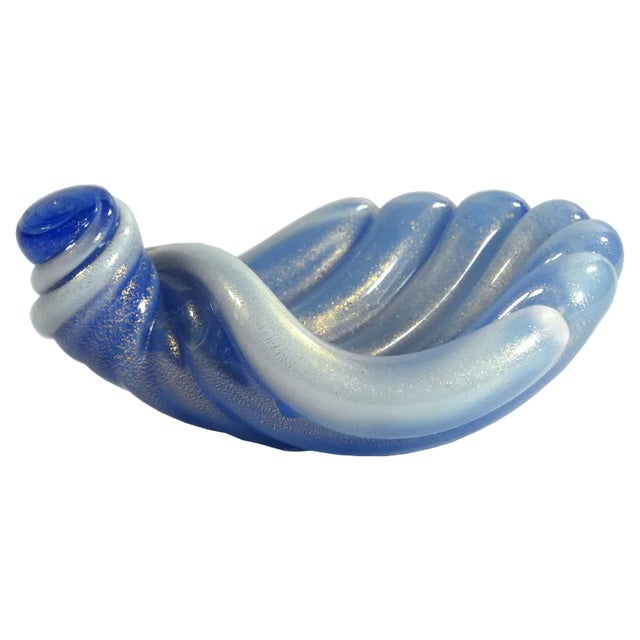 Murano Glass Opaline Shell Bowl attributed to Archimede Seguso, 1950s For Sale