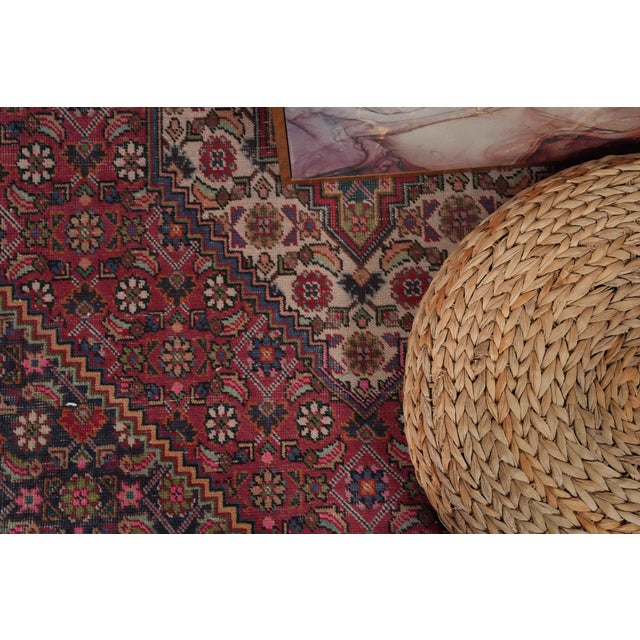 1970s Vintage Persian Handmade Wool 10x12 Red Area Rug For Sale - Image 4 of 11