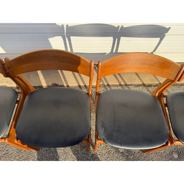 Brown Set of 4 Mid-Century Dining Chairs Danish Modern Erik Buch Teak Dining Chairs For Sale - Image 8 of 12