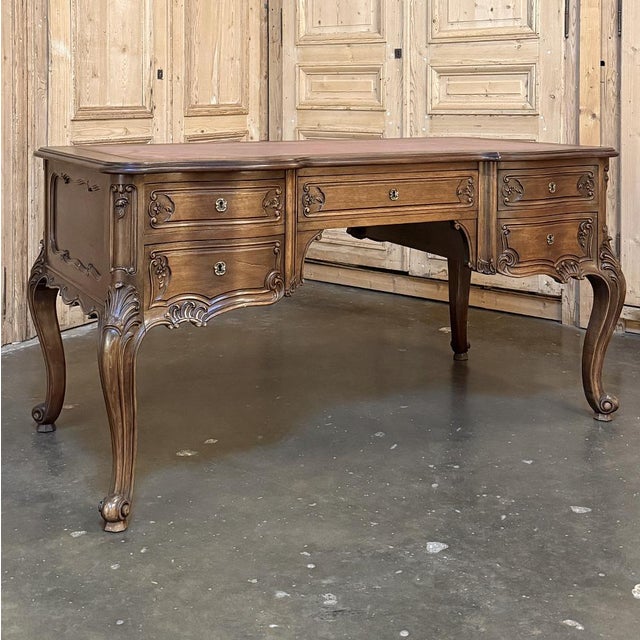 French Antique French Louis XV Walnut Double-Faced Desk For Sale - Image 3 of 15
