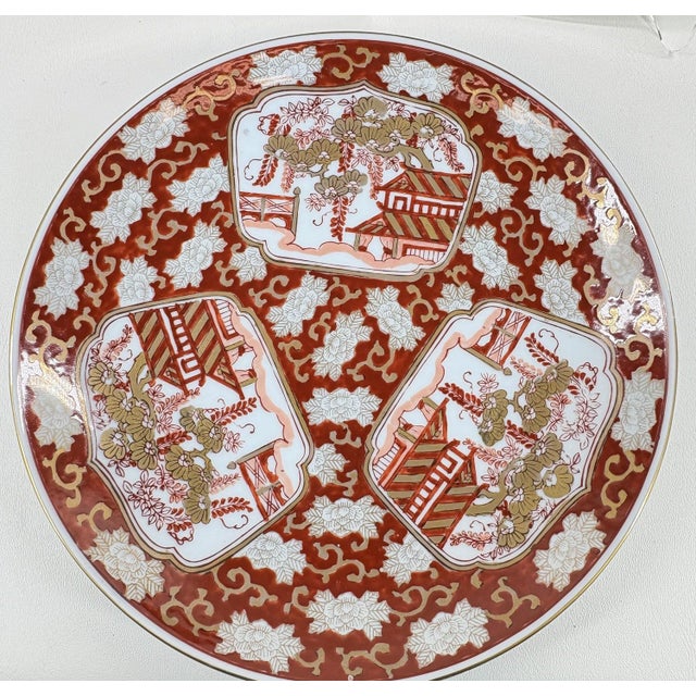 Vintage Hand-Painted Japanese Gold Imari 11" Plates, Set of 3 For Sale - Image 4 of 6