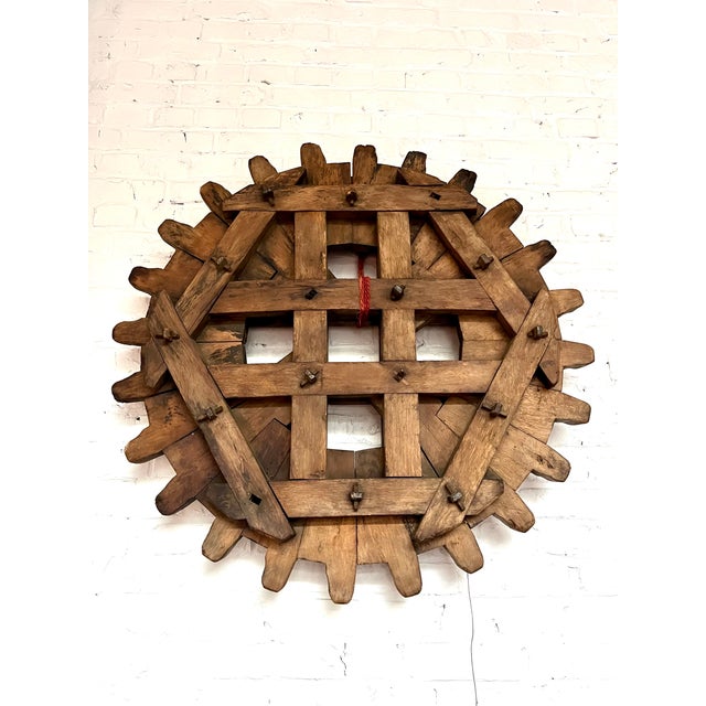 Large Japanese Wooden Cogwheel, 1920s For Sale - Image 3 of 17