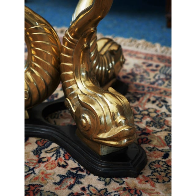 Vintage Hollywood Regency Glass Coffee Table with Dolphins For Sale - Image 6 of 11