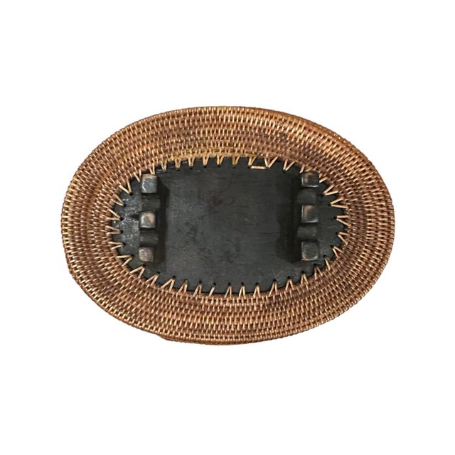 Vintage Iris Apfel Owned Indonesian Wicker Basket Box With Carved Wood Frog For Sale - Image 10 of 11