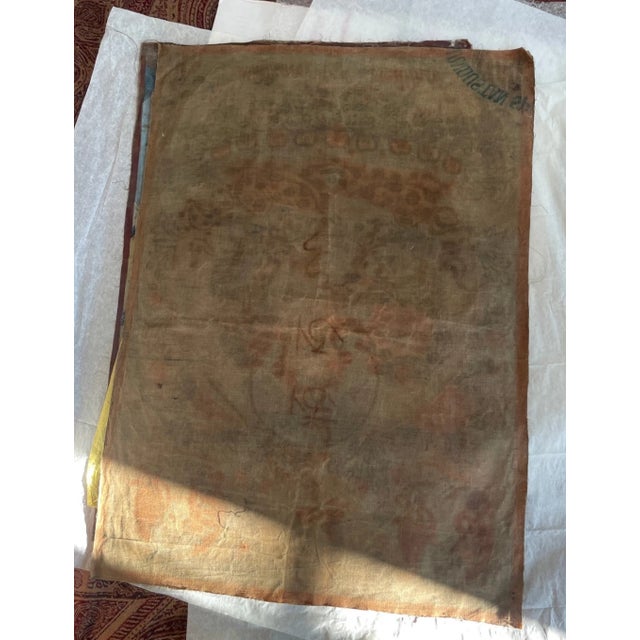 Chinese Late 19th Century Hand-Painted Tibetan Thangka-Style Devotional Painting on Linen Framed For Sale - Image 3 of 5