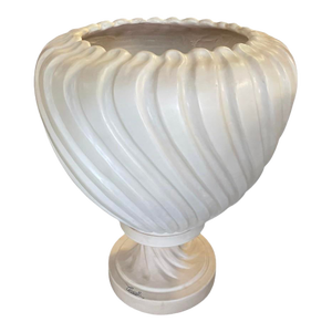 Vintage Italian Hand-Painted Swirl Ceramic Pedestal Vase