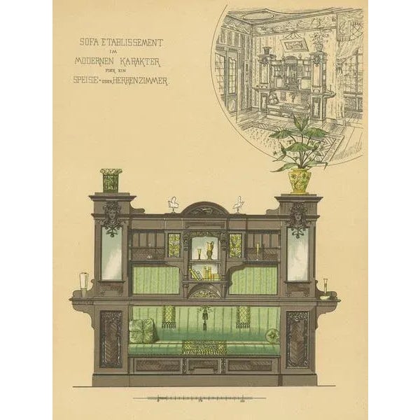 Kramer, Sofa Furniture for Dining Room, 1890s, Paper For Sale - Image 3 of 5