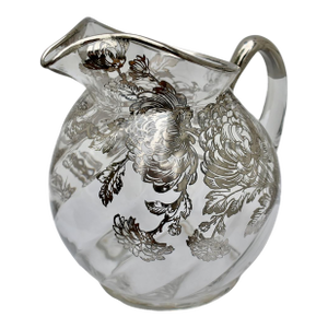 Vintage Cambridge Art Nouveau Style Silver Overlay Pitcher