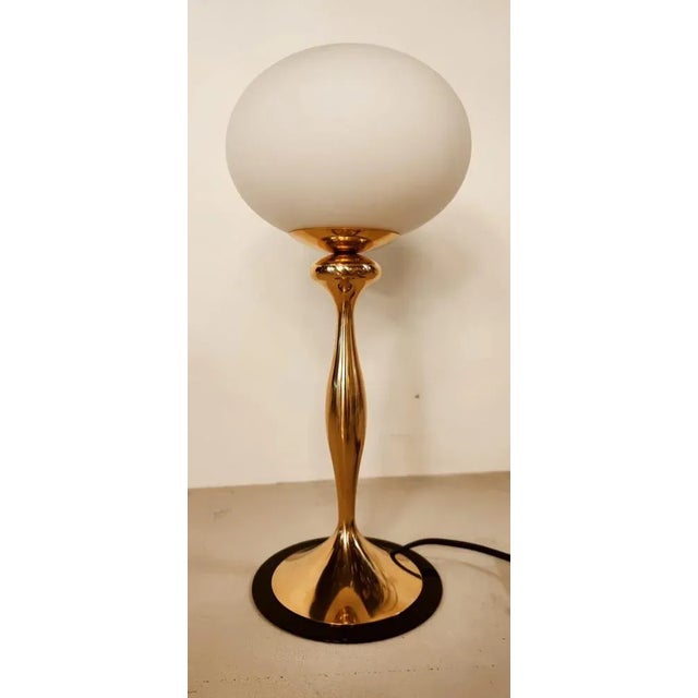Metal Brass Light with Oval Glass and Black Disk For Sale - Image 7 of 10