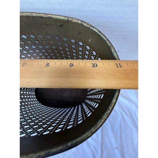 Mid Century 1950s Wiebro Perforated Metal Oval Wastebasket Trash Can For Sale - Image 10 of 11