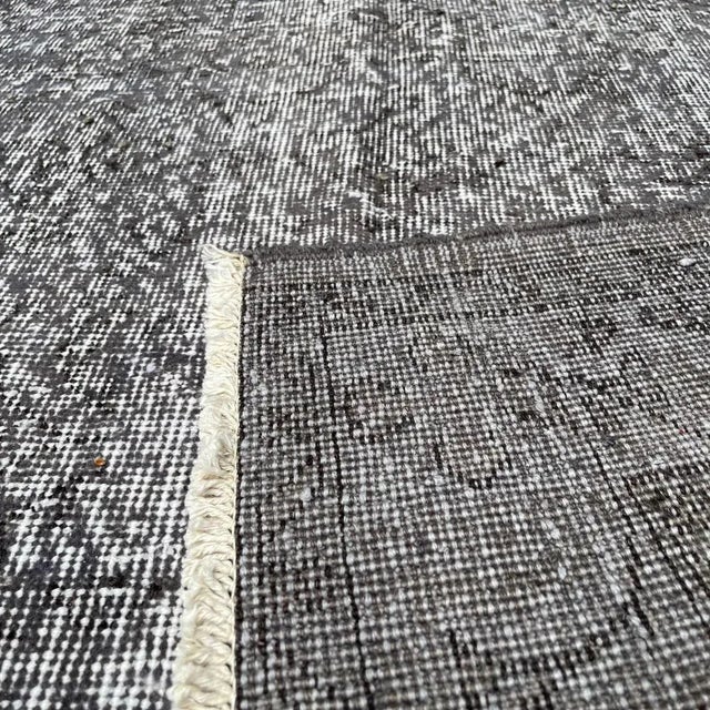 Vintage Turkish Wool Over-Dyed Grey Rug, 1970s For Sale - Image 9 of 11