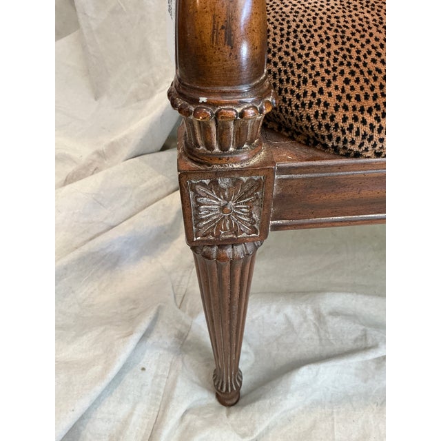 Late 20th Century Regency Style Carved Lion Head Armchair With Cane Back & Leopard Upholstery For Sale - Image 4 of 18