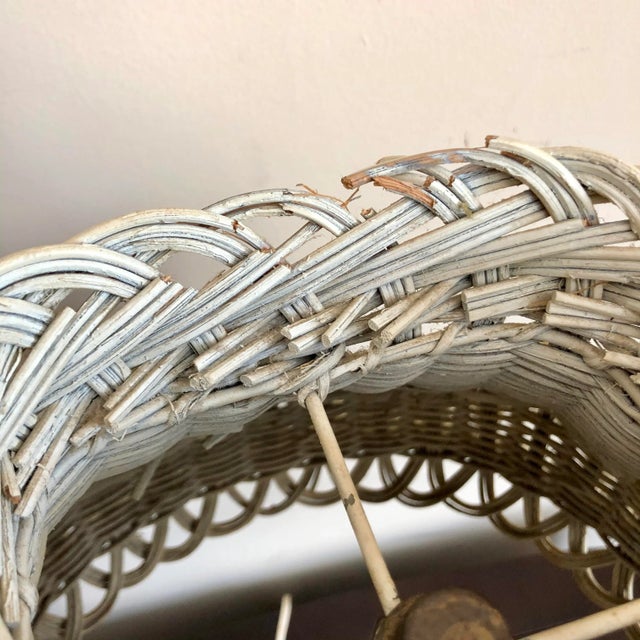 Vintage White Wicker Table Lamp For Sale In Buffalo - Image 6 of 7