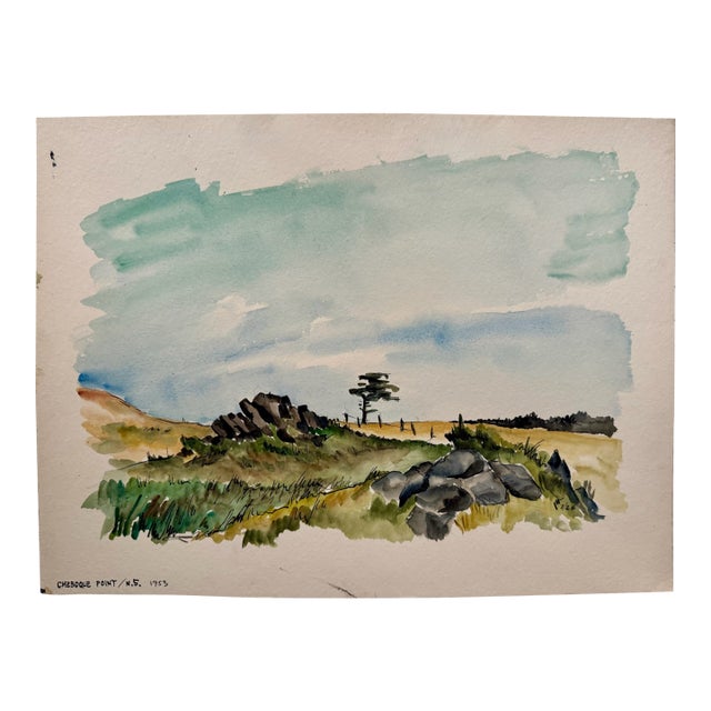 Henry Emil Salloch Original Watercolor on Paper Chebogue Point, Ns, Canada. 1953. For Sale