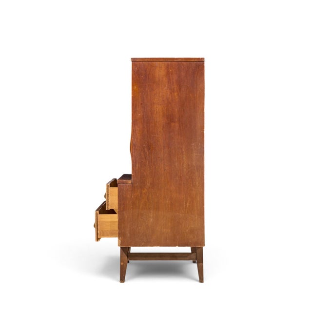 Mid 20th Century Broyhill Brasilia Mid Century Walnut and Brass Gentleman Chest Dresser For Sale - Image 5 of 9