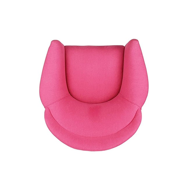 Italian Pink Fabric Upholstered Chair, 1950s For Sale - Image 10 of 14