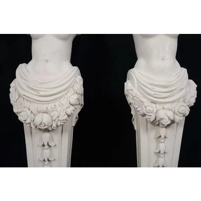 Early 20th Century Early 20th Century Neoclassical Style Carved Italian Carrara Marble Female Torso Statues - a Pair For Sale - Image 5 of 10