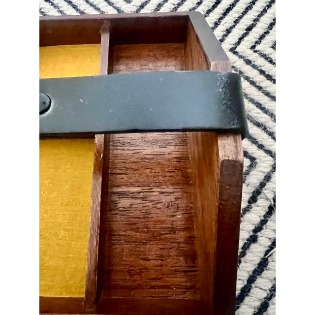 Mid 20th Century Wood and Leather Desk Jewelry Tray Organizer Equestrian Style For Sale In Greenville, SC - Image 6 of 6